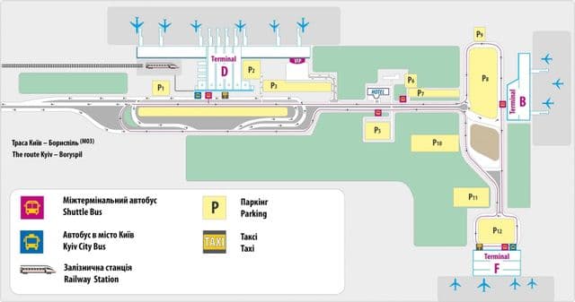 Mapa terminalu lotniska w Kijowie