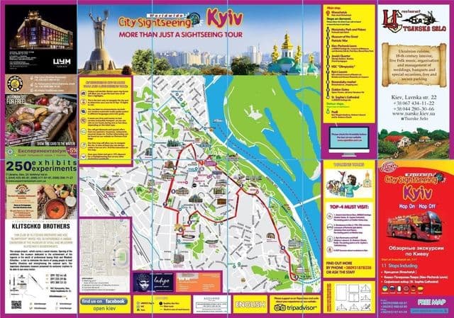 Kijów Mapa wycieczek autobusowych Hop On Hop Off