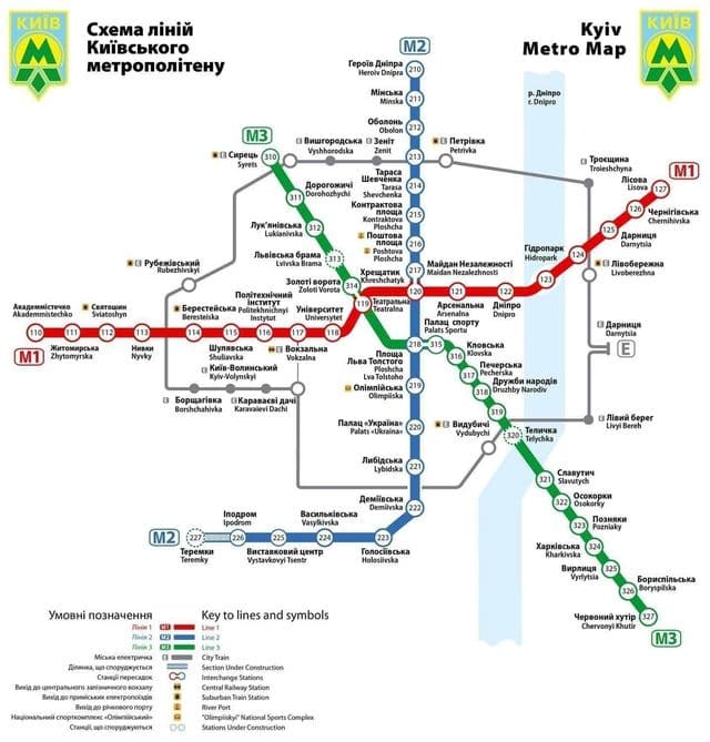 Mapa stacji metra w Kijowie