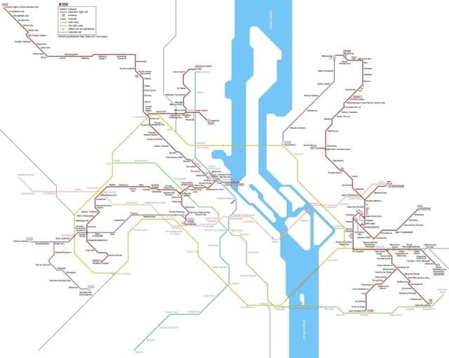 Mapa przystanków tramwajowych w Kijowie