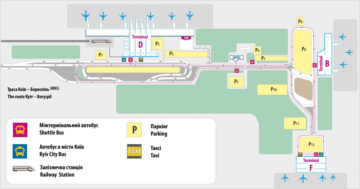 Mapa terminalu lotniska w Kijowie
