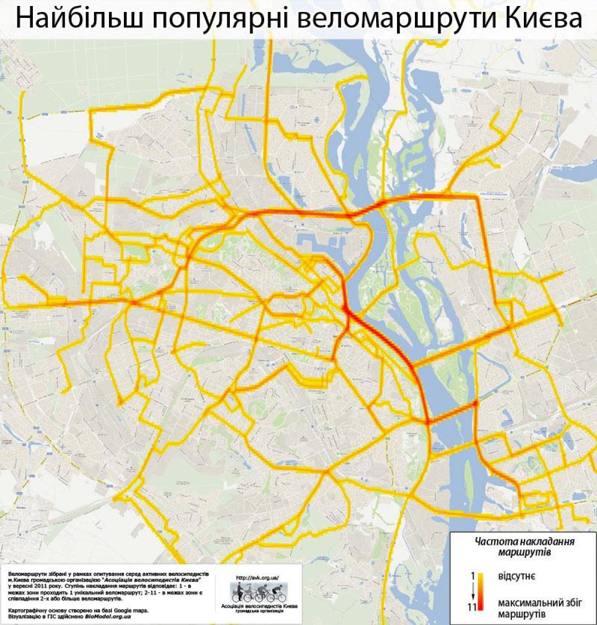 Mapa pasów rowerowych w Kijowie
