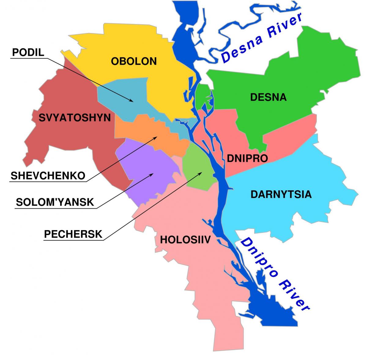 Mapa dzielnicy Kijowa